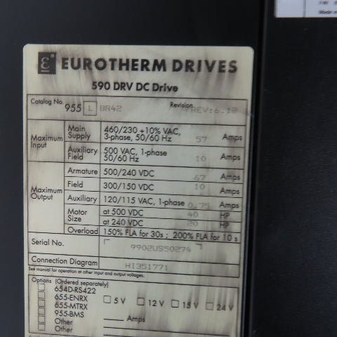 Parker 590PX/0070/500/0011/UK/ARM/0/0/0 Digital Drive 590 DRV 460V 3Ph 63A 40HP
