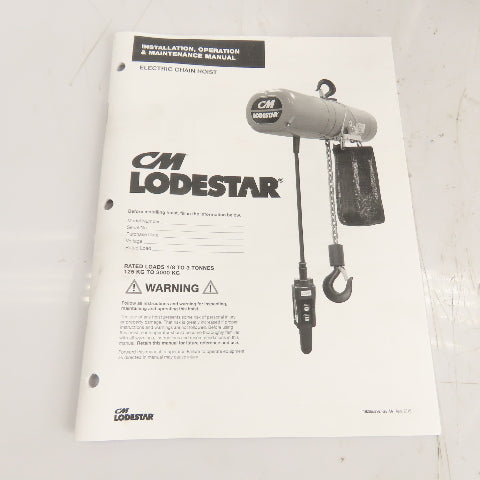 CM Lodestar Model J 1/2Ton 1000LB Electric Chain Hoist 20'Lift 32FPM 230/460 3Ph