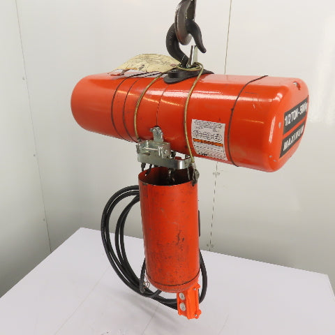 CM Lodestar Model F 1/2Ton 1000LB Electric Chain Hoist 20'Lift 16FPM 230/460 3Ph