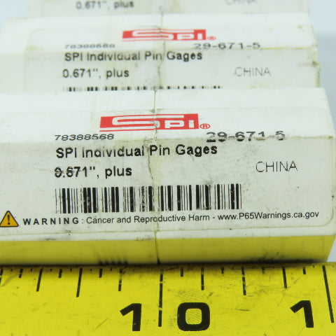 SPI 29-671-5 Class ZZ Individual Pin Gage 0.671"+ Lot Of 3