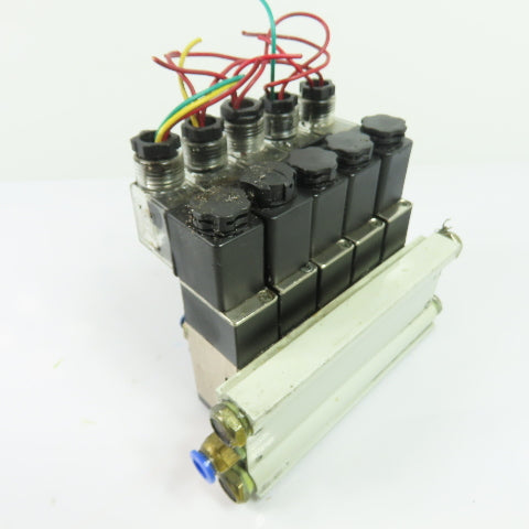 AKS 4V210-08 5-Station Solenoid Valve Manifold Block 24VDC 1.5-8kgf/cm2