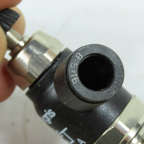 Legris N/A 8mm Tube x 1/4"NPT Right Angle Flow Control Valve Lot Of 2