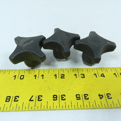 Valu Guide M10x2.5 Female Threaded 4-Lobe Star Hand Knob Clamping Knob Lot Of 3