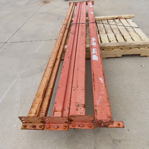 116" x 4" x 3" Round Pin Pallet Racking Beam Shelf Used Lot Of 4