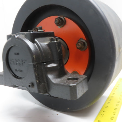 7" x 14" Polyurethane Trunnion Wheel Hold Down Roller Assembly
