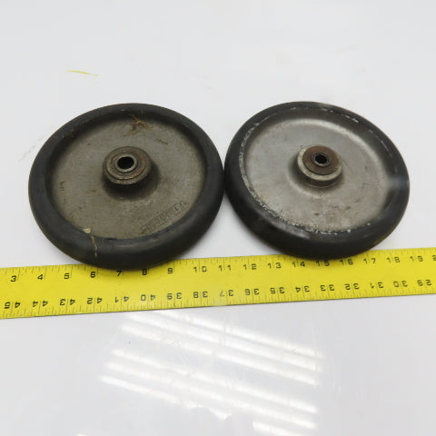 8" x 2" Rubber Over Cast Aluminum Wheel 5/8 Bearing Bore Lot Of 2