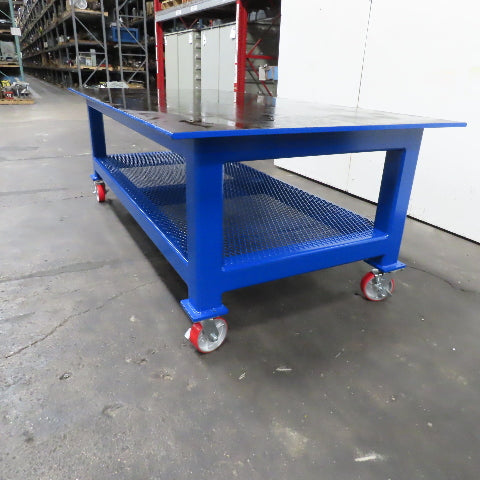96" x 48" New Rolling Welding Table Work Bench 3/4" Steel Top W/ Shelf 34" Tall