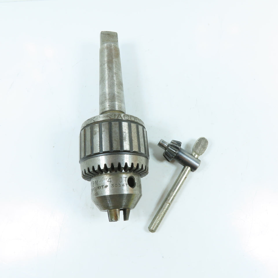 Jacobs 18N Ball Bearing Keyed Drill Chuck 1/8-3/4" JT4 Taper Chuck Key