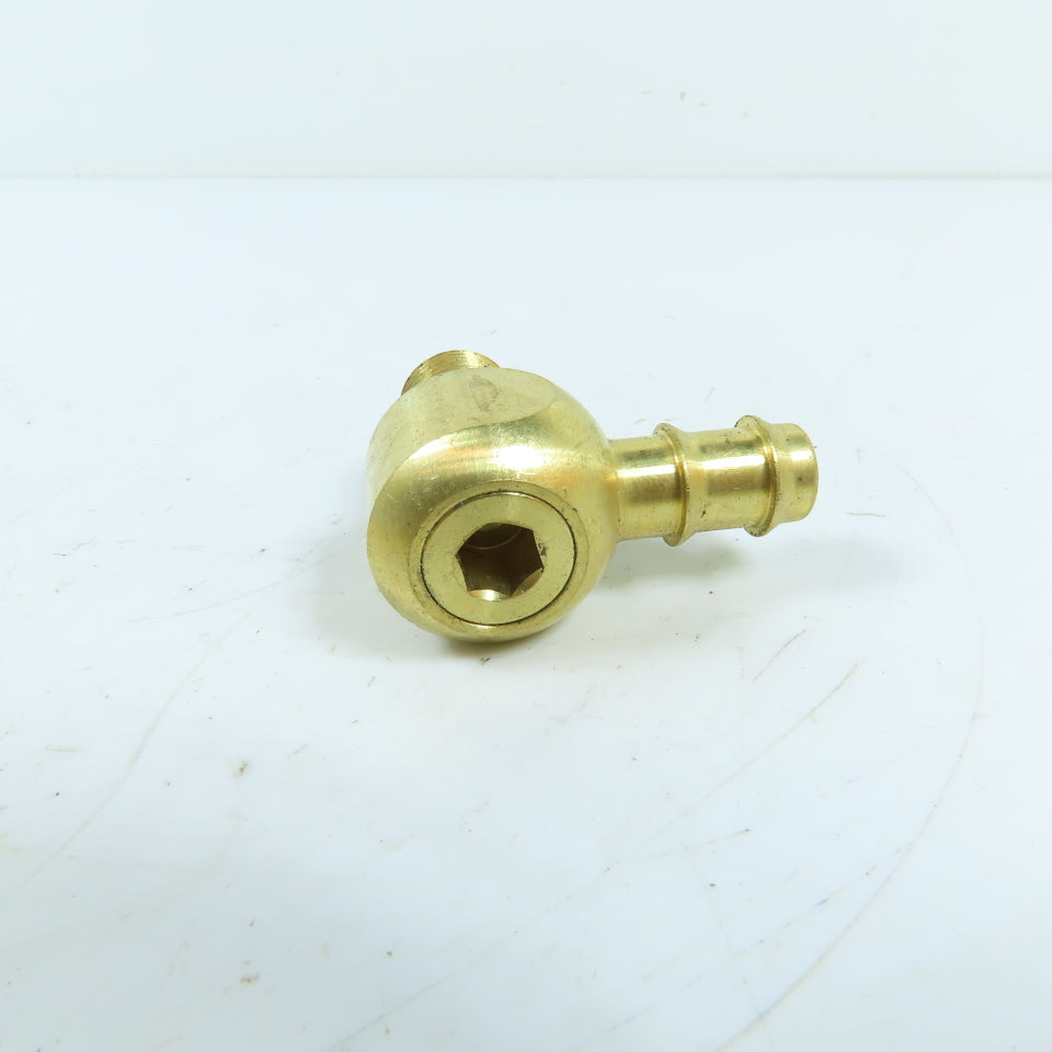 DME WJ14S 1/4" NPT x 3/8" Hose Barb Brass Swivel Water Jumper Elbow