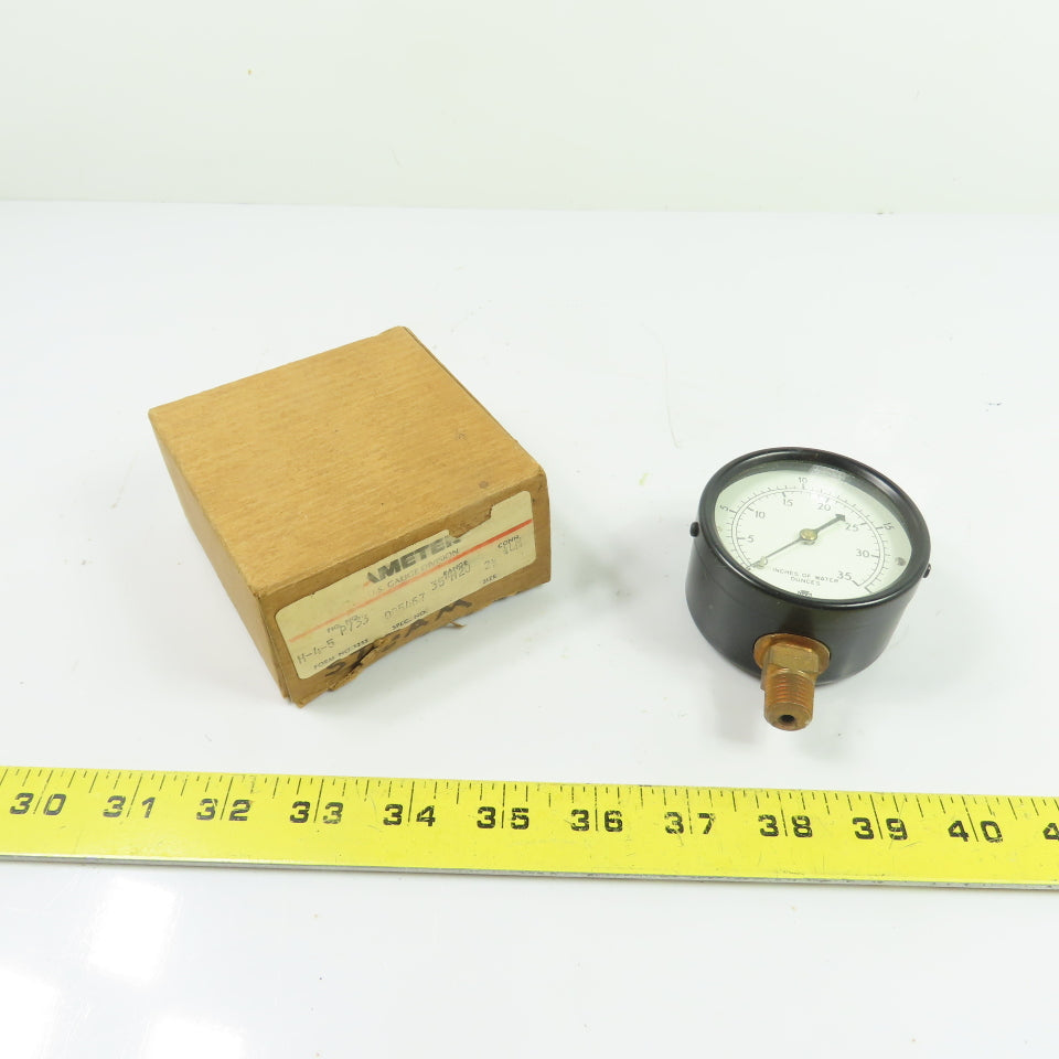 Ametek U.S. Gauge 005467 P733 2-1/2" Low Pressure Diaphragm Gauge 0-35" H2O
