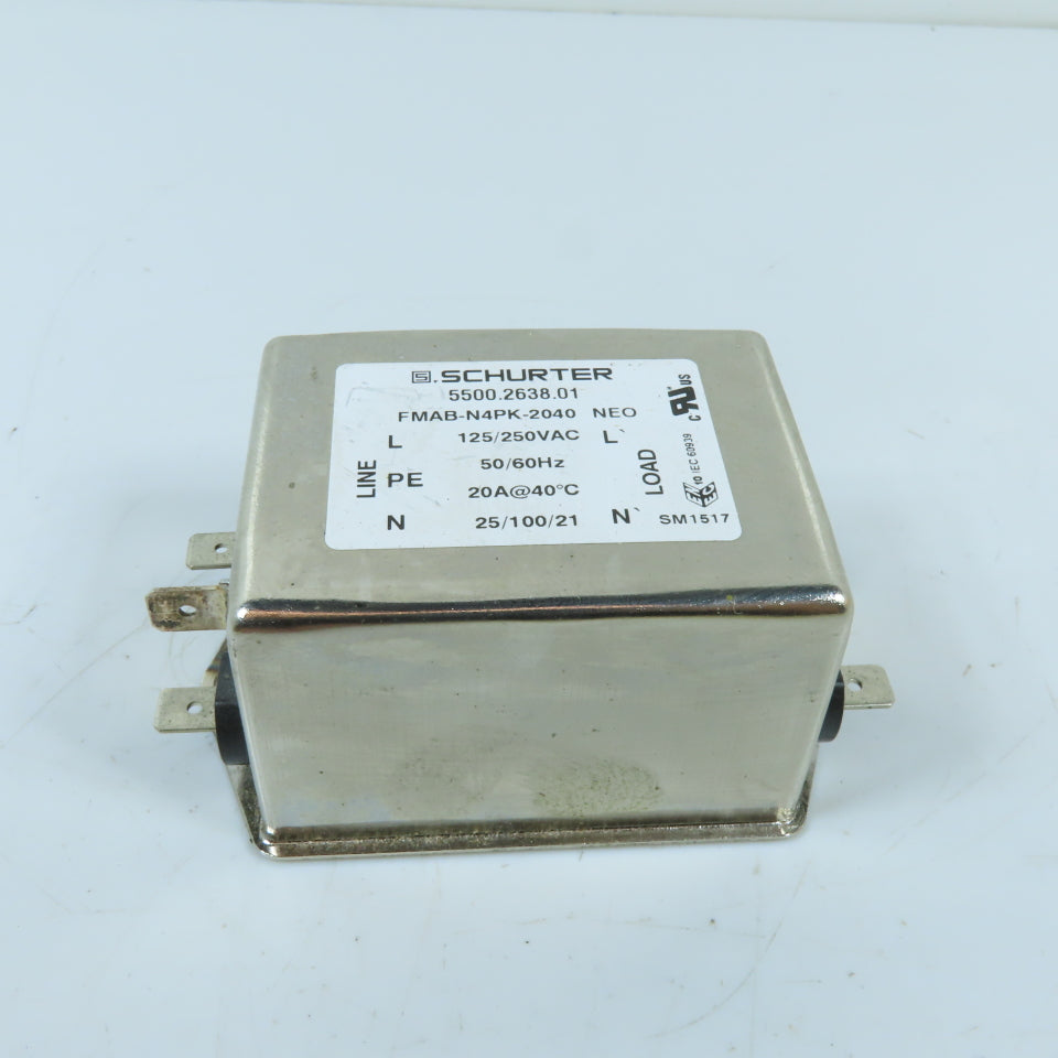 Schurter 5500.2638.01 20A Single-Phase EMI Line Filter 125/250VAC