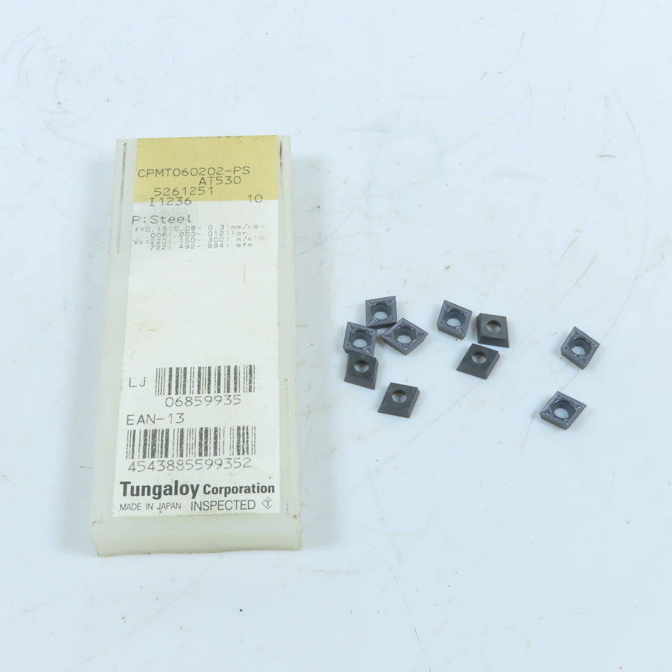 Tungaloy AT530 CPMT060202-PS Positive Rake Carbide Turning Inserts Lot Of 10