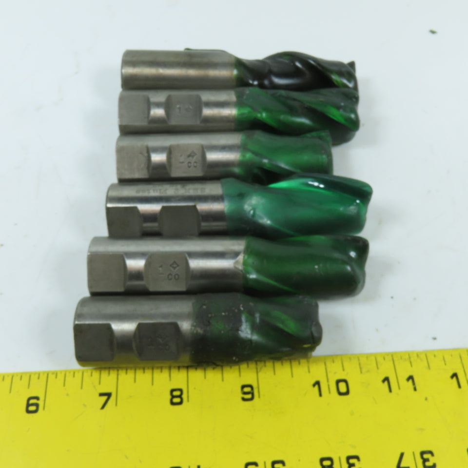 Cleveland 1" 2 & 4 Flute Cobalt End Mill Weldon Shank Misc. Lengths Lot Of 6