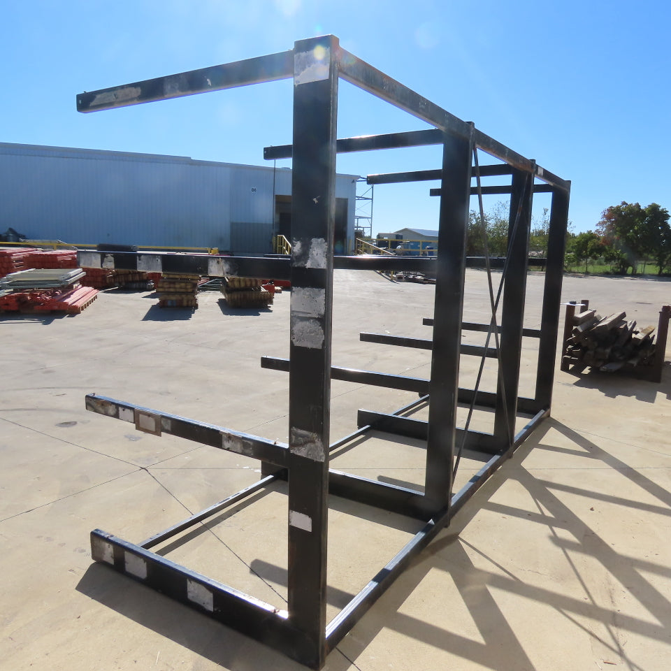 89" Tall Single Sided Welded 4-Post Cantilever Rack 160" Wide x 48" Deep 3-Tier