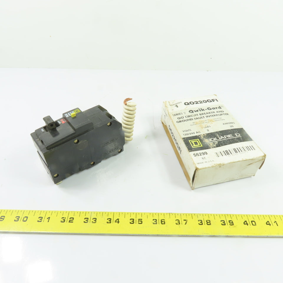 Square D QO220GFI 20A 2-Pole Ground Fault Circuit Breaker 120/240VAC NEW