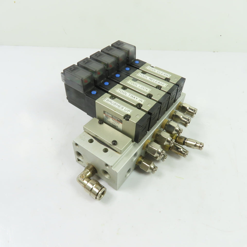 SMC VZ2150 5-Station Pneumatic Solenoid Valve Manifold Block 24VDC