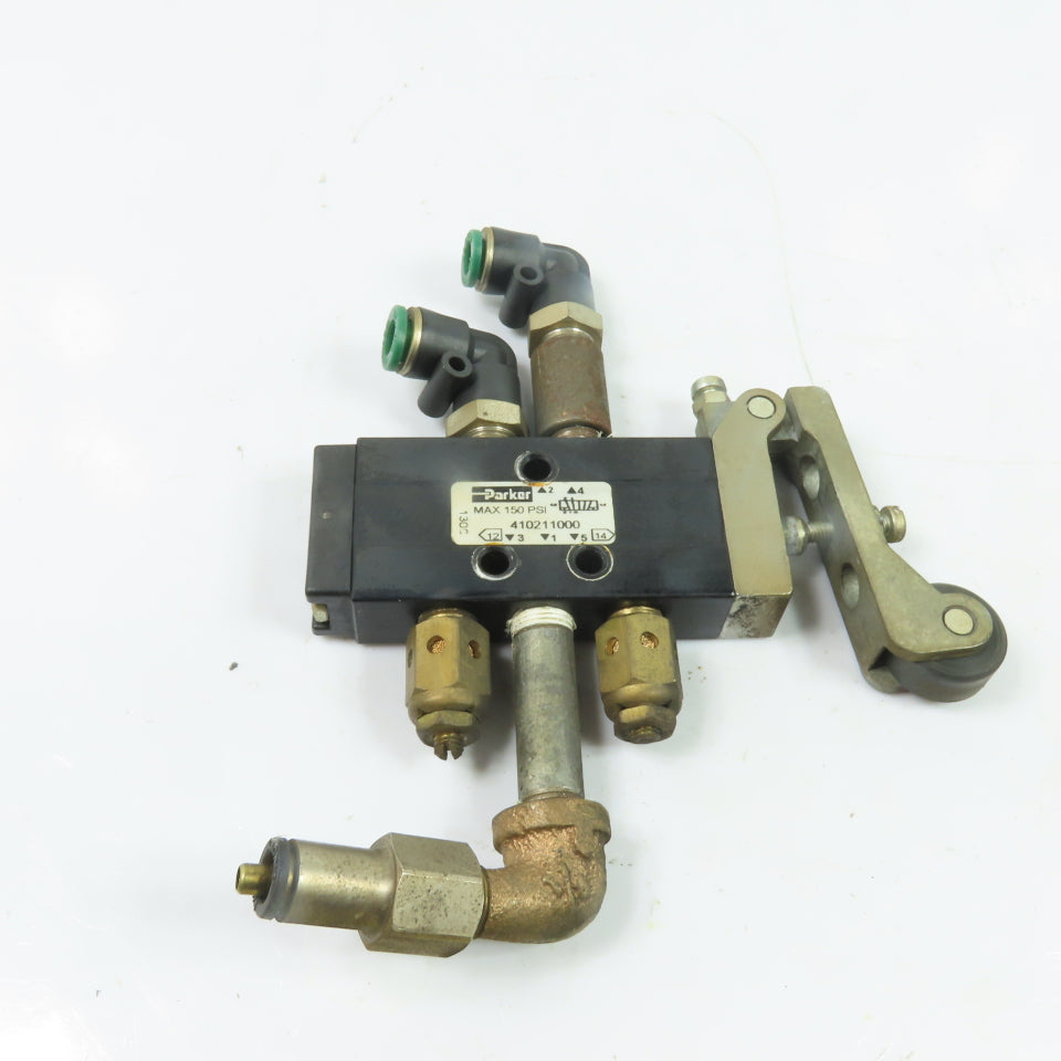 Parker 410211000 4-Way 2-Position Roller Lever Pneumatic Control Valve 150PSI
