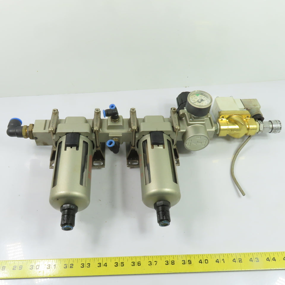 SMC AFD40-04D AFM40-04D Air Filter Regulator Combo W/ Solenoid Valve 24VDC