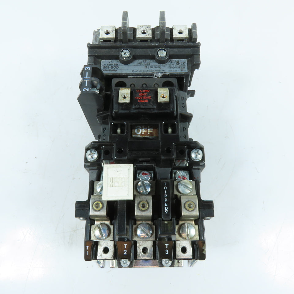 Allen-Bradley 509-BOD 27A 3-Pole NEMA Size 1 Motor Starter 600VAC