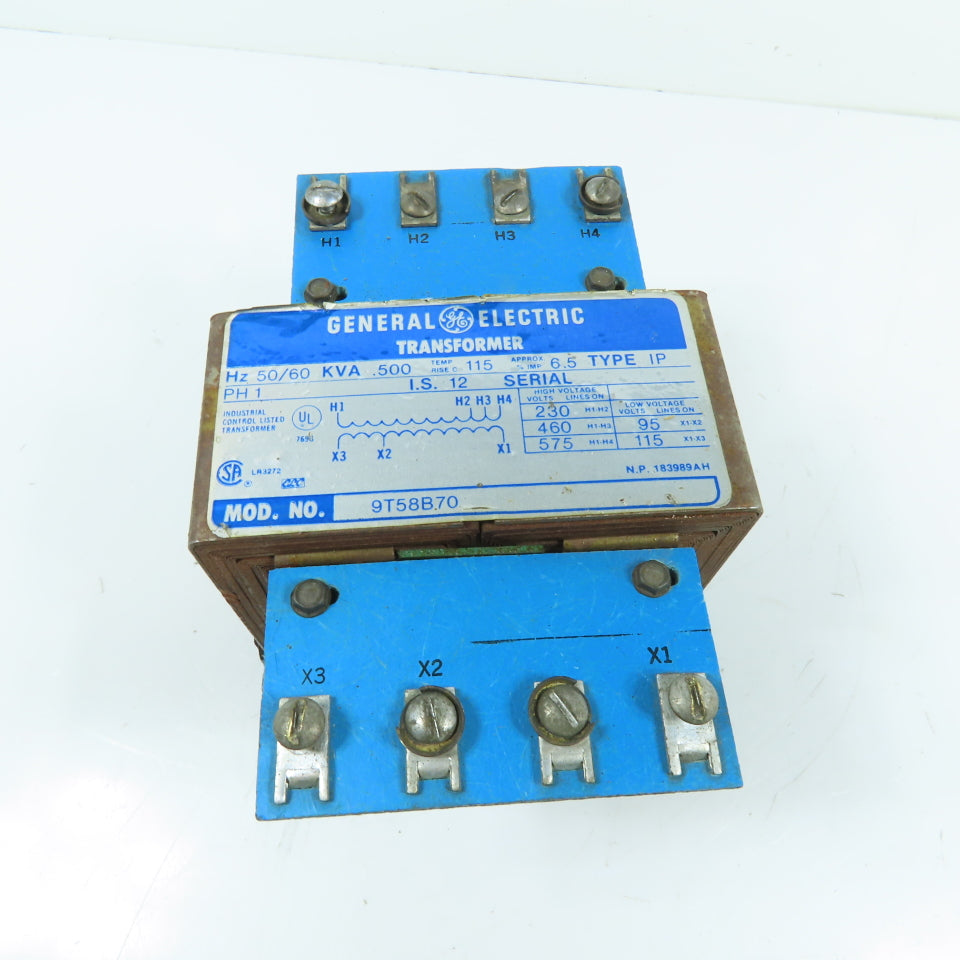 General Electric 9T58B70 Control Transformer 230/460/575V Pri 115/95V Sec 1Ph