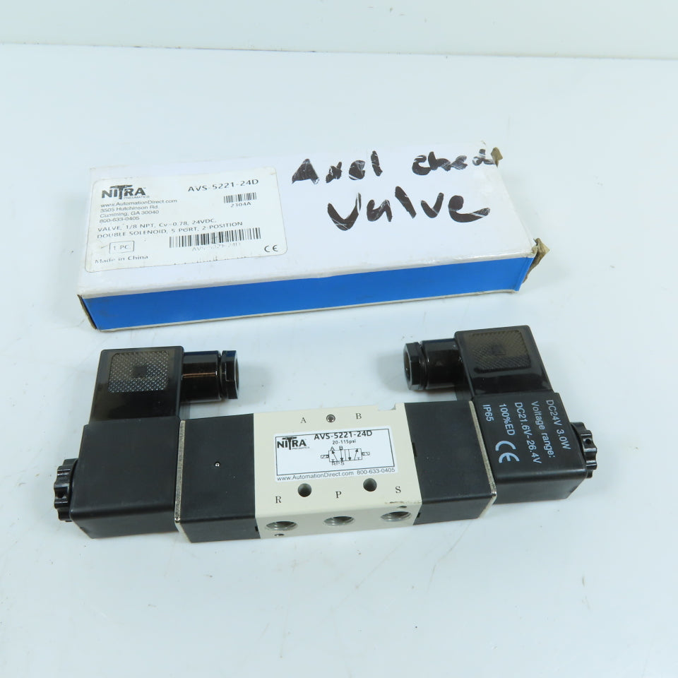 NITRA AVS-5221-24D Double Solenoid 5-Port 2-Position Pneumatic Valve 24VDC