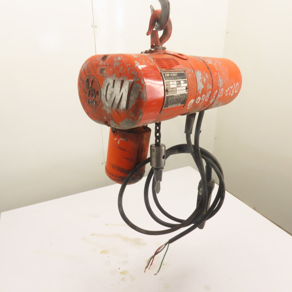 CM Lodestar Model A 1/8Ton 250LB Electric Chain Hoist 240/480V 3Ph 10'Lift 32FPM