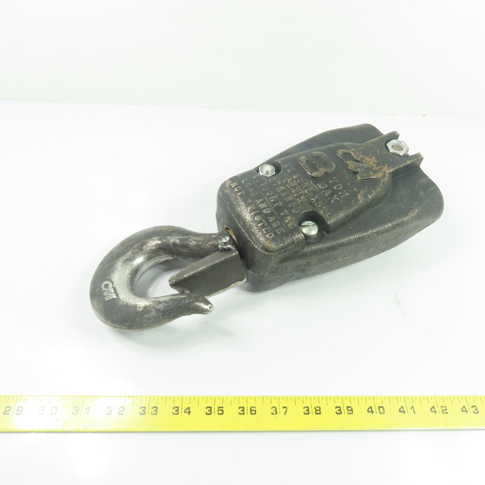 CM 3 Ton 6000LB Double Reeved Chain Hoist Lower Hook Block Assembly