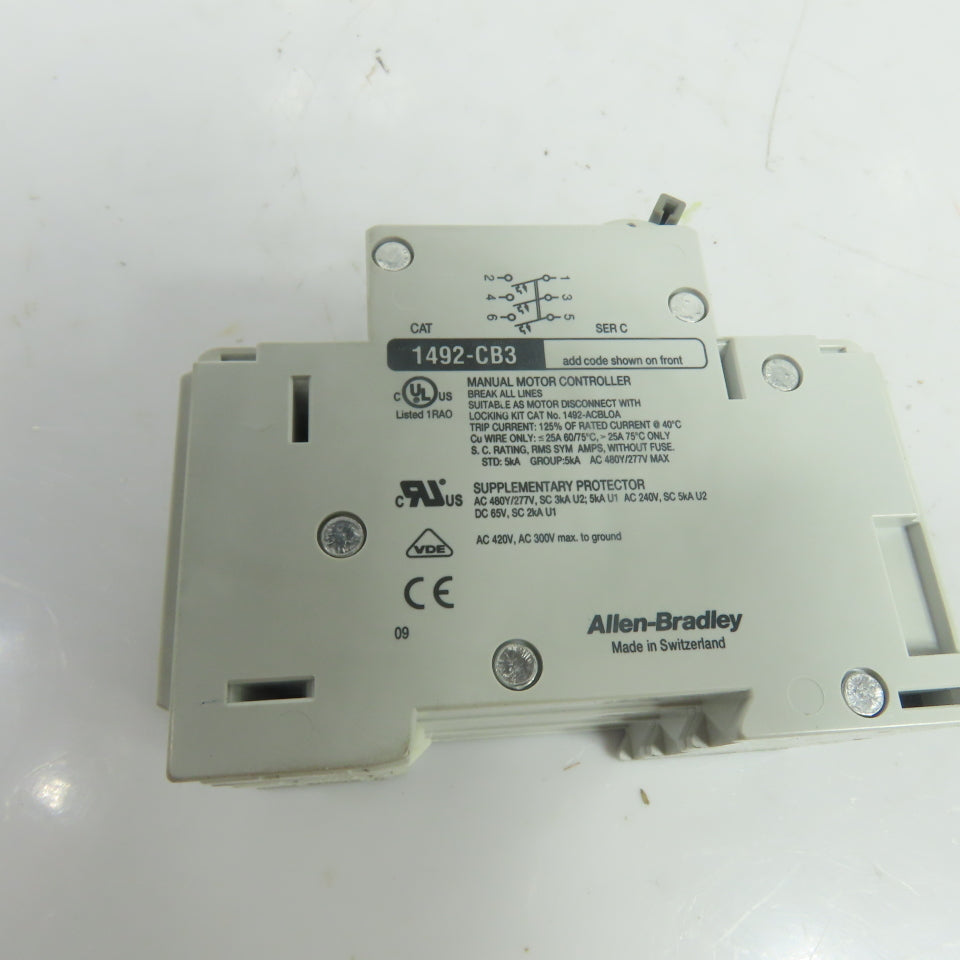 Allen-Bradley 1492-CB3-H100 10A 3-Pole Manual Circuit Breaker 480Y/277V 3Ph