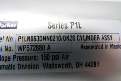 Parker P1LN063DNN0210/DN3S Pneumatic Air Cylinder 63mm Bore 210mm Stroke