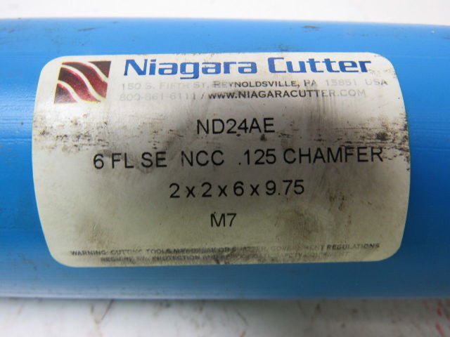 Niagara Cutter ND24AE 2" 6F HSS .125 Chamfer End Mill 6" Cut 9-3/4" OAL