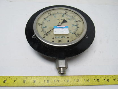 ENFM 6" Flanged Mount Liquid Filled Pressure Gauge 0-1000 Psi 1/2" npt Bottom