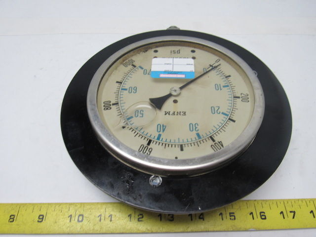 ENFM 6" Flanged Mount Liquid Filled Pressure Gauge 0-1000 Psi 1/2" npt Bottom