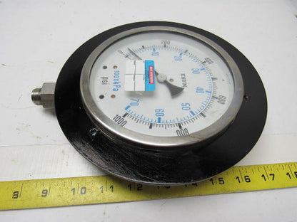 ENFM 6" Flanged Mount Pressure Gauge 0-1000 Psi 1/2" npt Bottom
