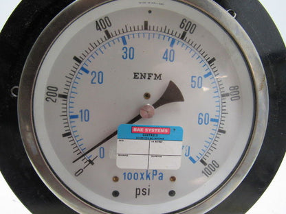 ENFM 6" Flanged Mount Pressure Gauge 0-1000 Psi 1/2" npt Bottom