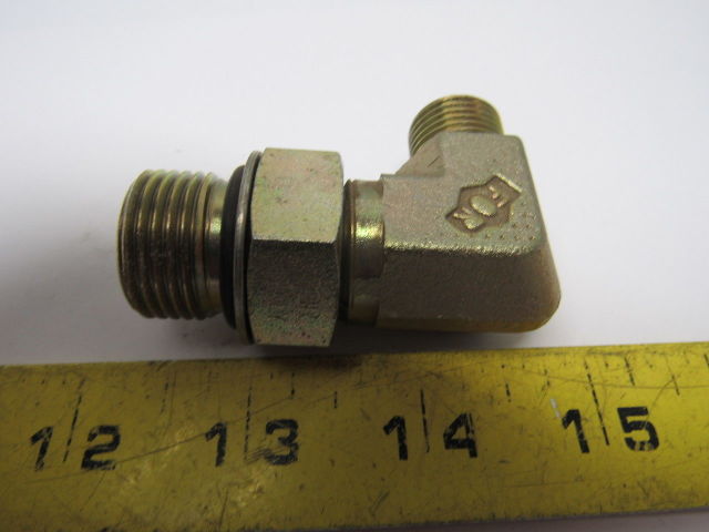 Hydraulic Fitting 90° Elbow, 3/8 ORFS x 1 ORB Male -16 Straight Thread Lot of 3