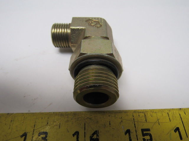 Hydraulic Fitting 90° Elbow, 3/8 ORFS x 1 ORB Male -16 Straight Thread Lot of 3