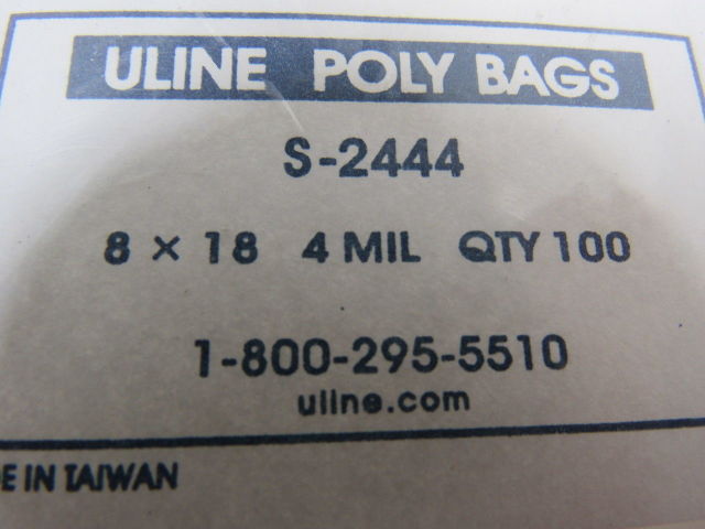 Uline S-2444 8" X 18" 4 Mil Poly Bags Package Quantity 100