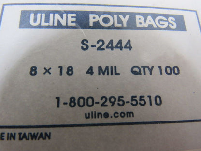 Uline S-2444 8" X 18" 4 Mil Poly Bags Package Quantity 100