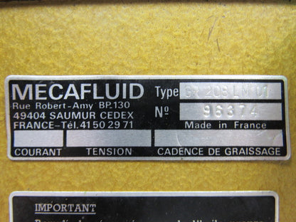 MECAFLUID GR 208 LM 01 Oil Pump Assembly W/ Tank 220/380V 50/60 Hz Tested