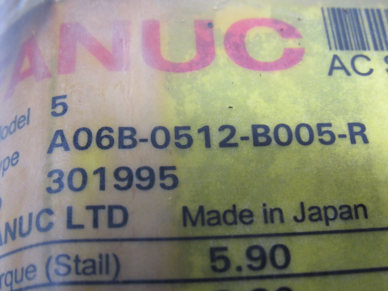 Fanuc A06B-0512-B005-R Servo Motor 110V 3PH 2000 RPM