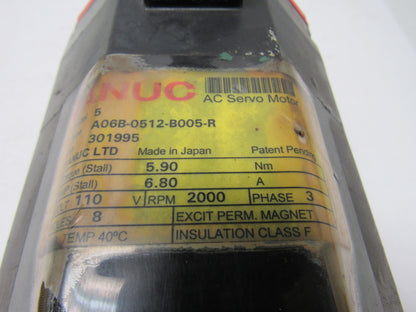 Fanuc A06B-0512-B005-R Servo Motor 110V 3PH 2000 RPM