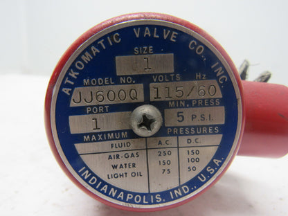 Atkomatic JJ600Q Size 1 2-Way Solenoid Valve 1" NPT 115V