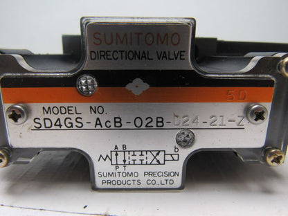 Sumitomo SD4GS-AcB-02B-D24-21-Z WD-21B-07 Directional Control Valve 24VDC