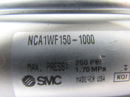 SMC NCA1WF150-1000 1-1/2" Bore 10" Stroke Double Ended Push Pull Air Cylinder