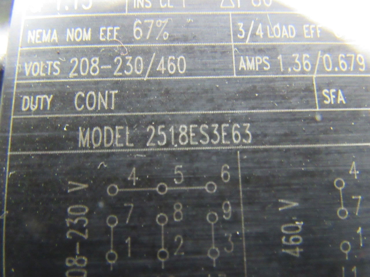 WEG SITI I60 FP 2518ES3E63 1/3HP Sever Duty Electric Motor W/ 30:1 Speed Reducer