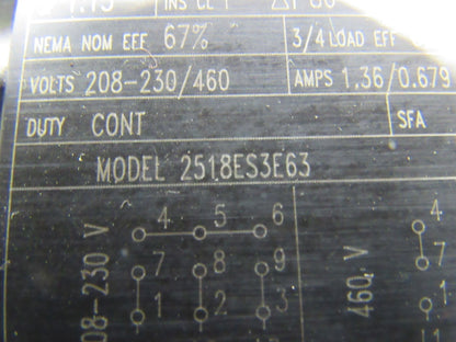 WEG SITI I60 FP 2518ES3E63 1/3HP Sever Duty Electric Motor W/ 30:1 Speed Reducer