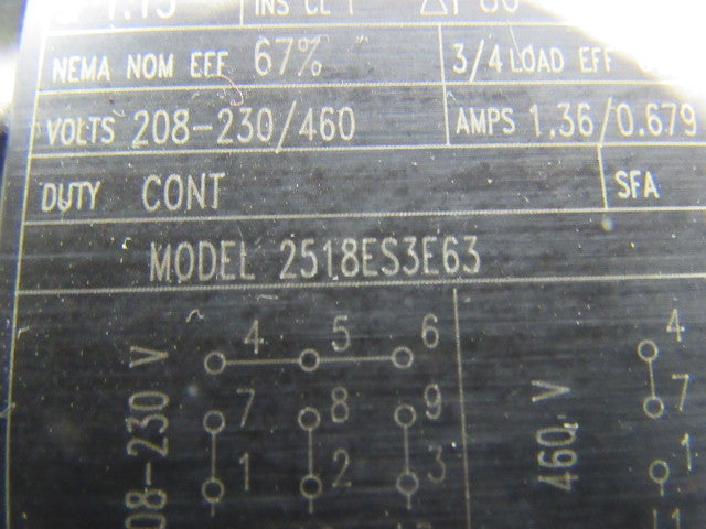 WEG SITI I60 FP 2518ES3E63 1/3HP Sever Duty Electric Motor W/ 30:1 Speed Reducer