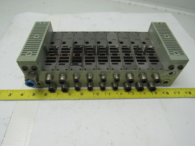 Numatics Ser. 239 Double Z Board 9 Port Pneumatic Air Manifold Assembly W/Caps