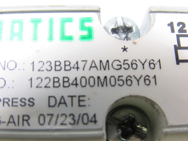 Numatics 123BB47AMG56Y61 24VDC Solenoid Valve 150 PSIG