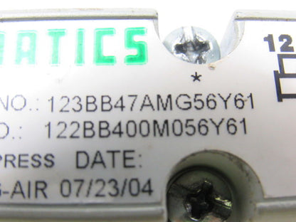 Numatics 123BB47AMG56Y61 24VDC Solenoid Valve 150 PSIG